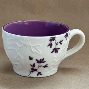 Starbucks 2006 Embossed Purple Floral Tea Cup. 9 fl oz.